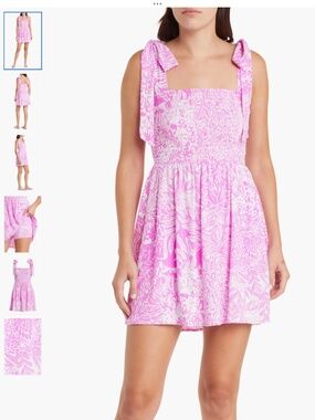 Lilly Pulitzer® Rivera Floral Smocked Tie Shoulder Romper, size XX-Small